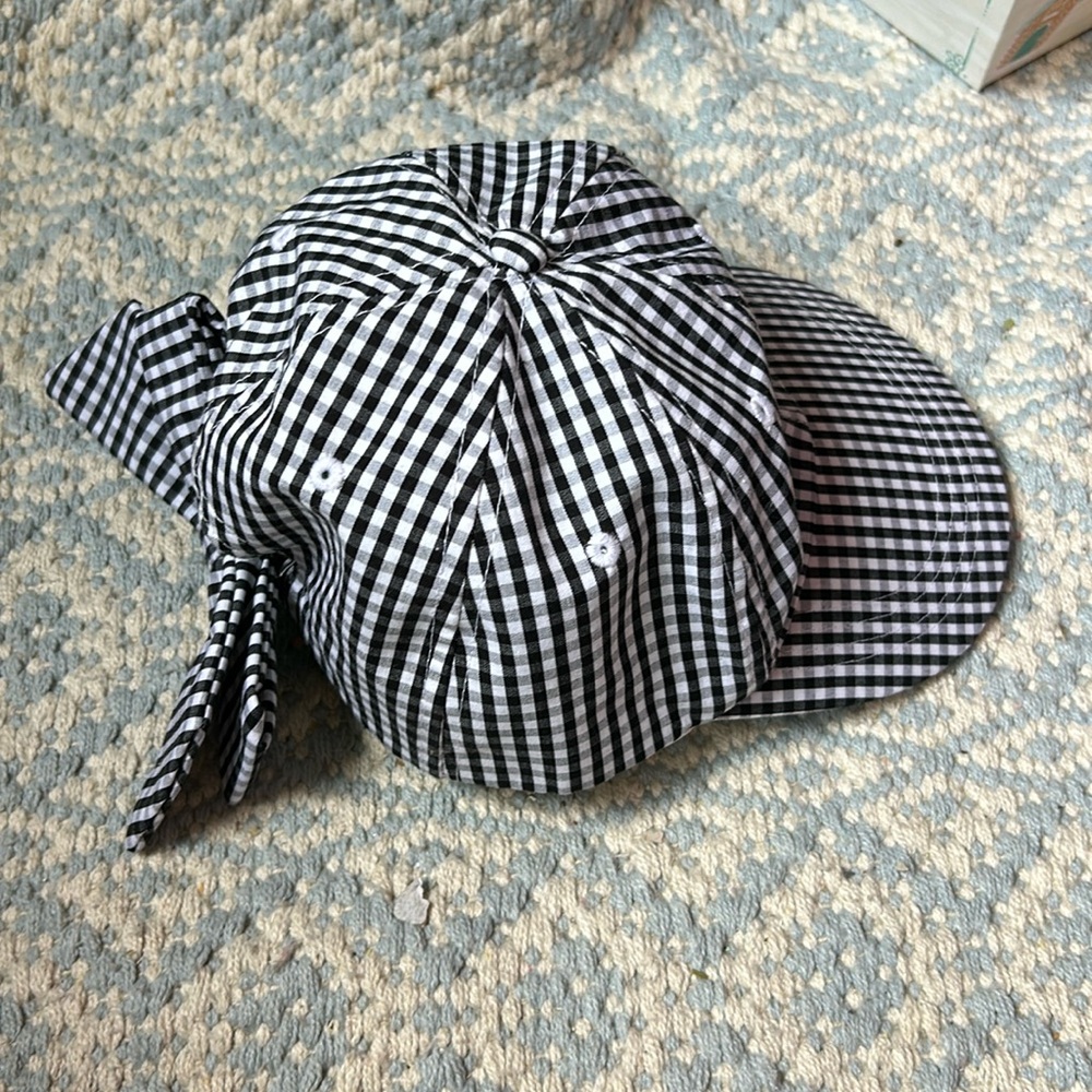 BLACK AND WHITE GINGHAM BOW BASEBALL CAP